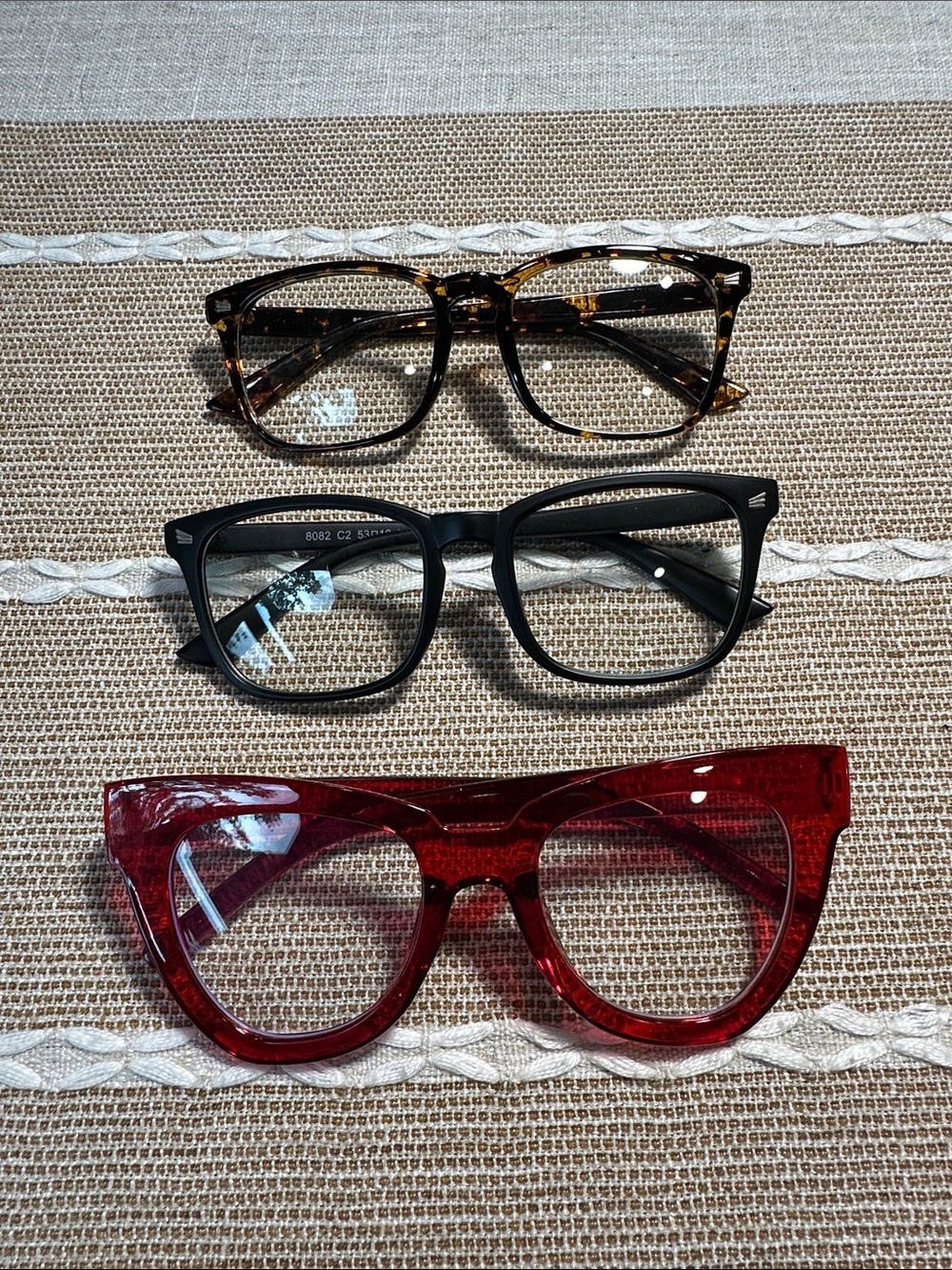 Women’s Fashion Eyewear Trio — Red, Black & Tortoiseshell Frames